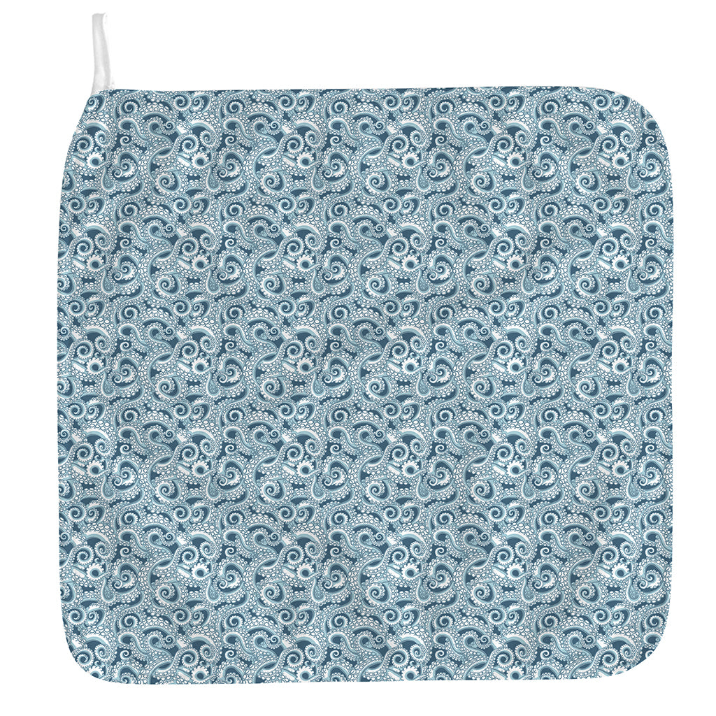 Blue Octopus Tentacles Pattern Print Hand Towel