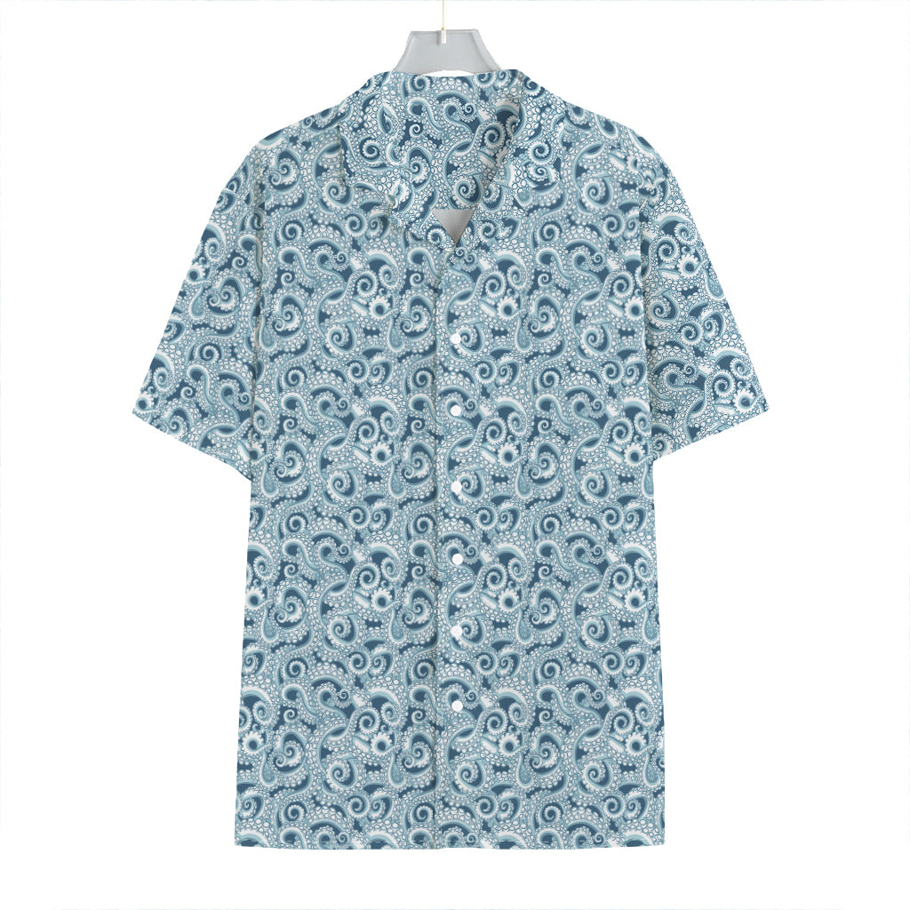 Blue Octopus Tentacles Pattern Print Hawaiian Shirt