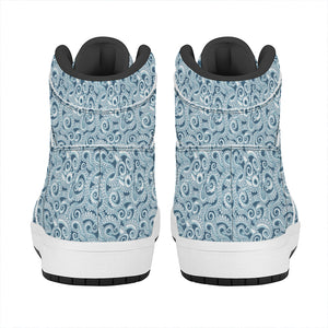 Blue Octopus Tentacles Pattern Print High Top Leather Sneakers