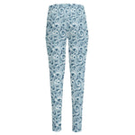 Blue Octopus Tentacles Pattern Print High-Waisted Pocket Leggings