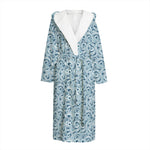 Blue Octopus Tentacles Pattern Print Hooded Bathrobe