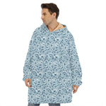Blue Octopus Tentacles Pattern Print Hoodie Blanket