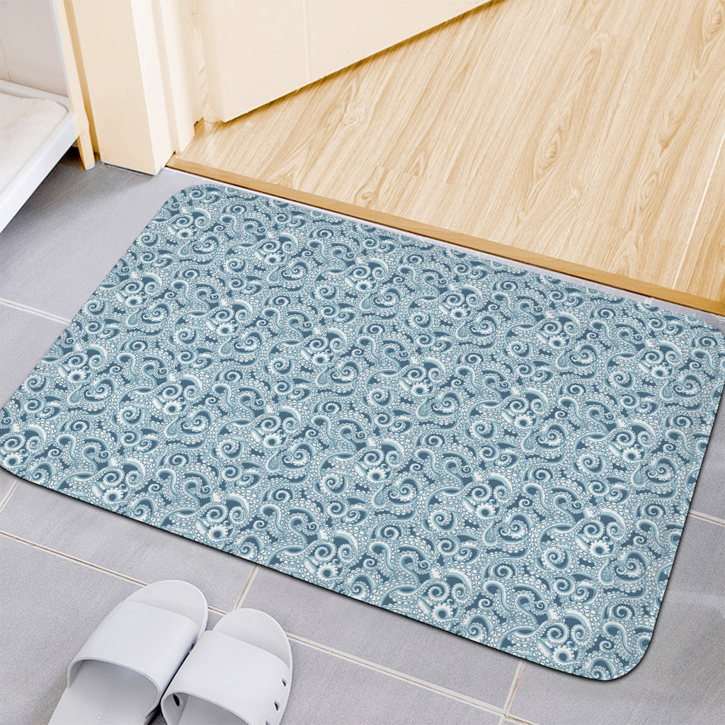 Blue Octopus Tentacles Pattern Print Indoor Door Mat