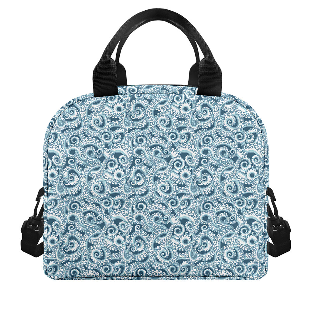 Blue Octopus Tentacles Pattern Print Insulated Lunch Bag