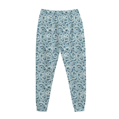 Blue Octopus Tentacles Pattern Print Jogger Pants