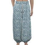 Blue Octopus Tentacles Pattern Print Lantern Pants