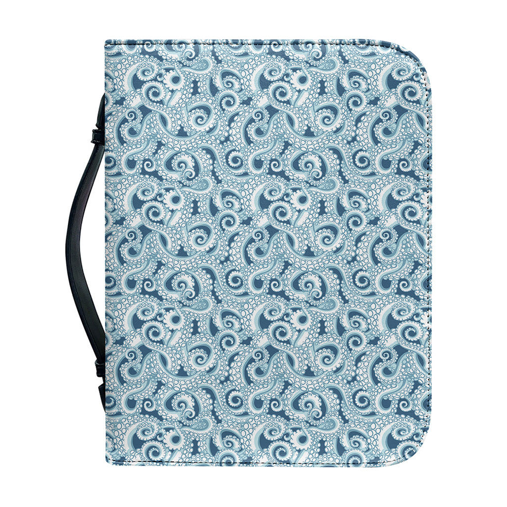 Blue Octopus Tentacles Pattern Print Leather Bible Cover