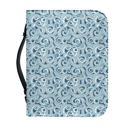 Blue Octopus Tentacles Pattern Print Leather Bible Cover