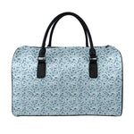 Blue Octopus Tentacles Pattern Print Leather Duffle Bag