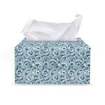 Blue Octopus Tentacles Pattern Print Leather Tissue Box Cover