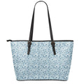 Blue Octopus Tentacles Pattern Print Leather Tote Bag With Zipper