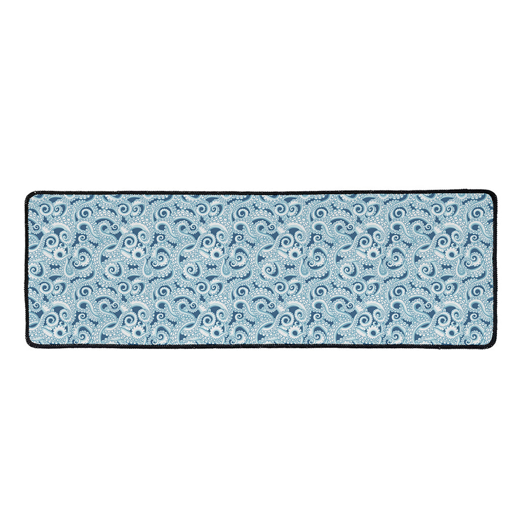 Blue Octopus Tentacles Pattern Print Long Kitchen Mat