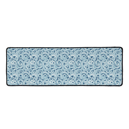 Blue Octopus Tentacles Pattern Print Long Kitchen Mat