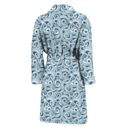 Blue Octopus Tentacles Pattern Print Men's Bathrobe