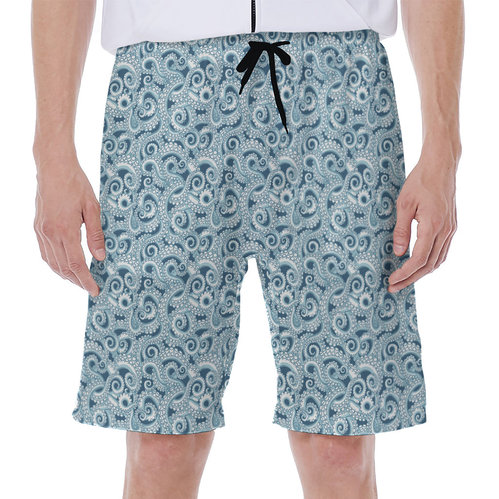 Blue Octopus Tentacles Pattern Print Men's Beach Shorts