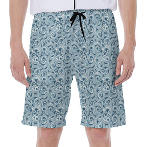 Blue Octopus Tentacles Pattern Print Men's Beach Shorts