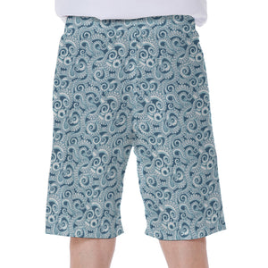 Blue Octopus Tentacles Pattern Print Men's Beach Shorts