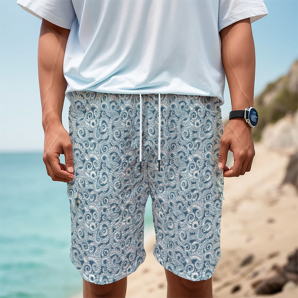 Blue Octopus Tentacles Pattern Print Men's Cargo Shorts