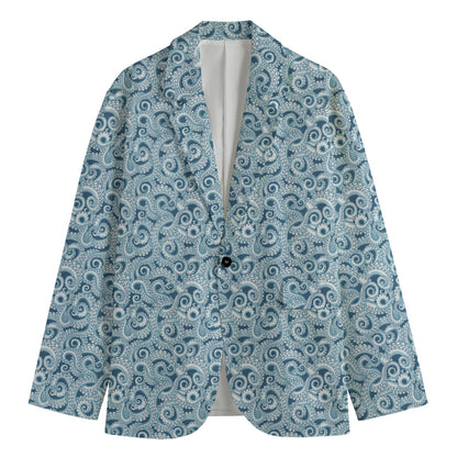 Blue Octopus Tentacles Pattern Print Men's Cotton Blazer