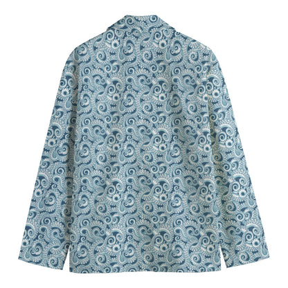 Blue Octopus Tentacles Pattern Print Men's Cotton Blazer