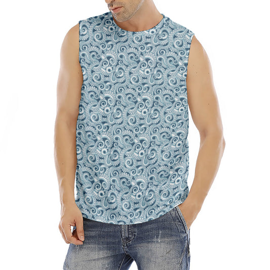 Blue Octopus Tentacles Pattern Print Men's Fitness Tank Top