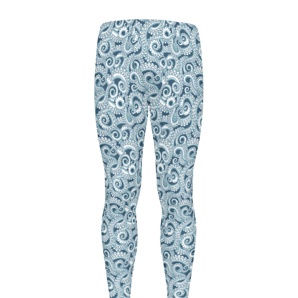 Blue Octopus Tentacles Pattern Print Men's leggings