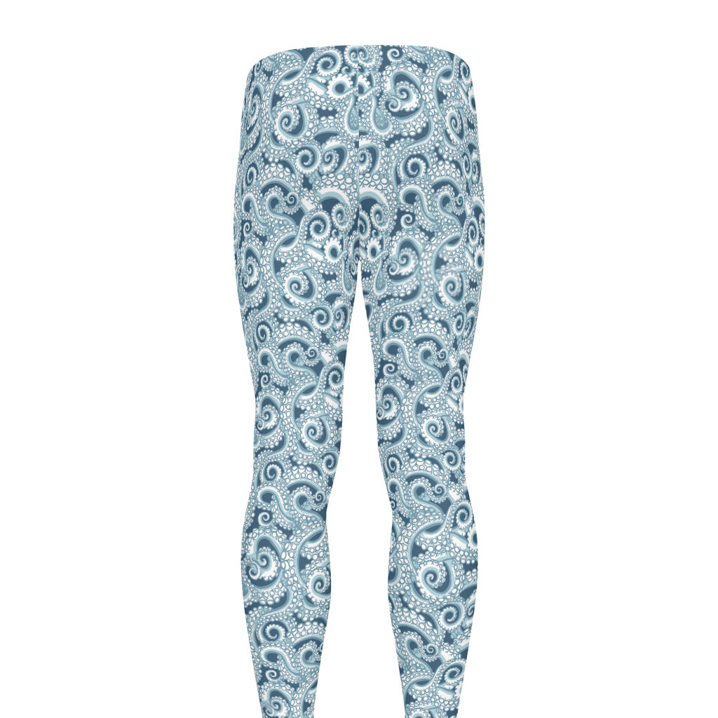 Blue Octopus Tentacles Pattern Print Men's leggings