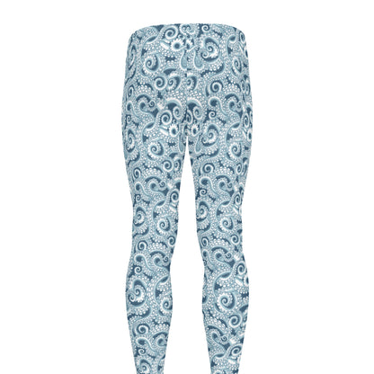 Blue Octopus Tentacles Pattern Print Men's leggings