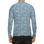 Blue Octopus Tentacles Pattern Print Men's Long Sleeve Rash Guard