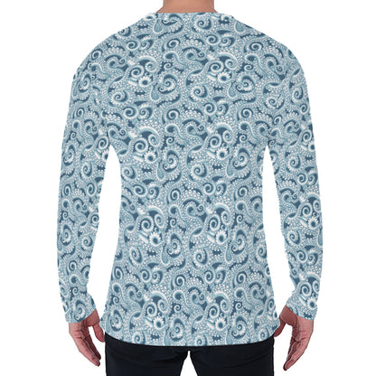 Blue Octopus Tentacles Pattern Print Men's Long Sleeve T-Shirt