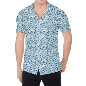 Blue Octopus Tentacles Pattern Print Men's Shirt