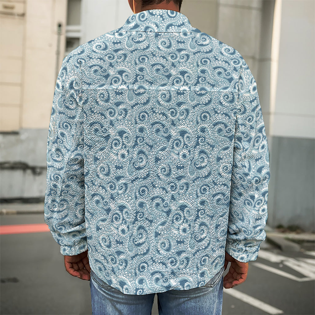 Blue Octopus Tentacles Pattern Print Men's Shirt Jacket