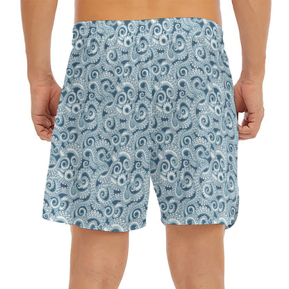 Blue Octopus Tentacles Pattern Print Men's Split Running Shorts