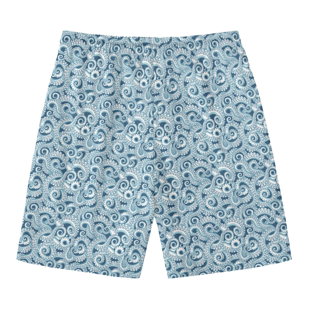Blue Octopus Tentacles Pattern Print Men's Swim Trunks