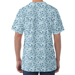 Blue Octopus Tentacles Pattern Print Men's Velvet T-Shirt