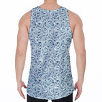 Blue Octopus Tentacles Pattern Print Men's Velvet Tank Top