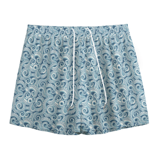 Blue Octopus Tentacles Pattern Print Mesh Shorts