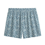 Blue Octopus Tentacles Pattern Print Mesh Shorts