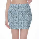 Blue Octopus Tentacles Pattern Print Pencil Mini Skirt