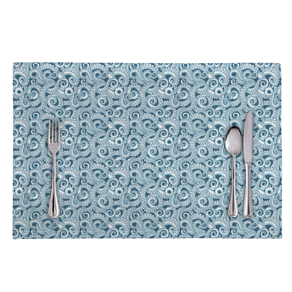 Blue Octopus Tentacles Pattern Print Placemat