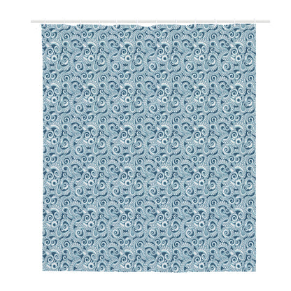 Blue Octopus Tentacles Pattern Print Polyester Shower Curtain