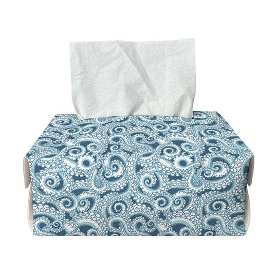 Blue Octopus Tentacles Pattern Print Rectangle Tissue Box Cover