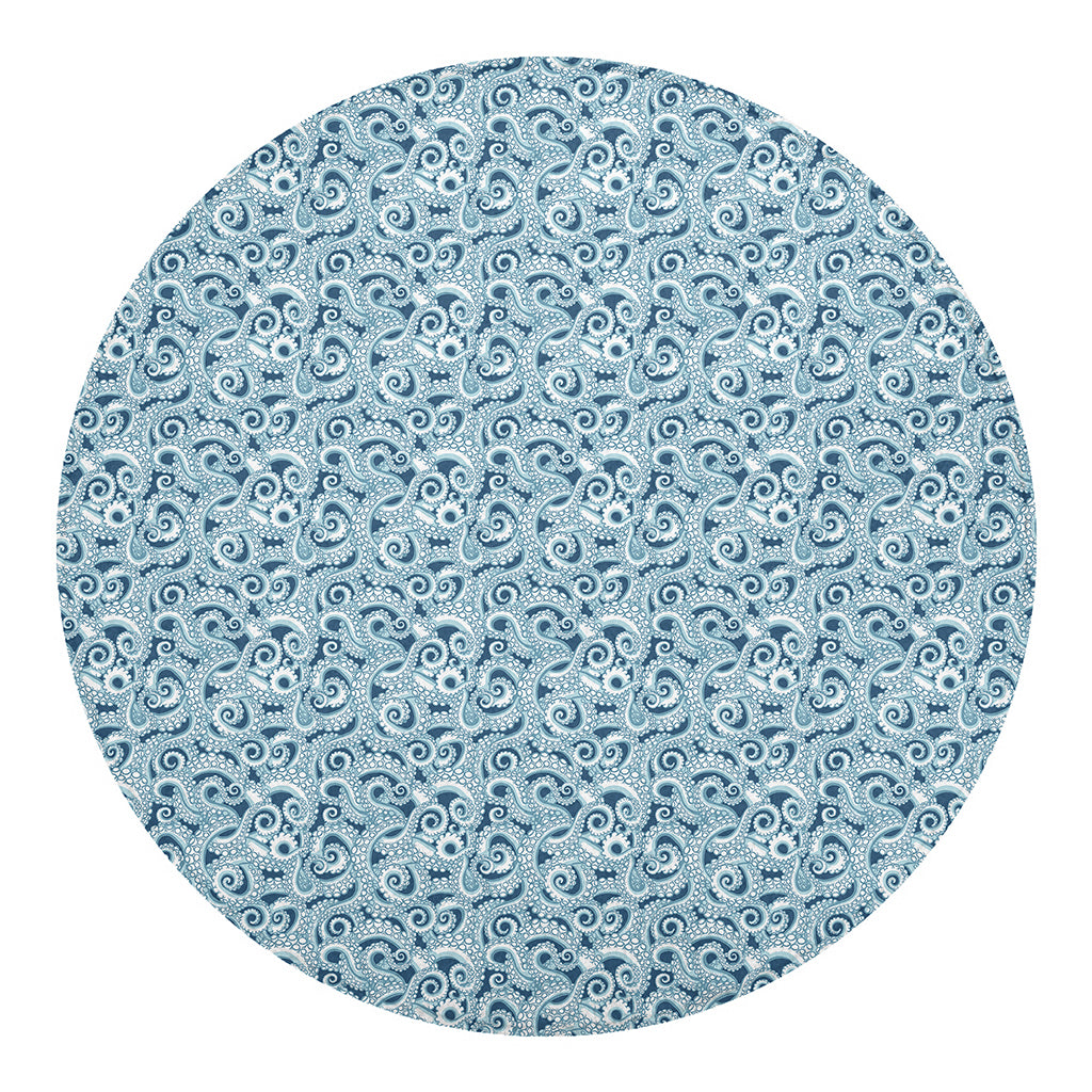 Blue Octopus Tentacles Pattern Print Round Blanket