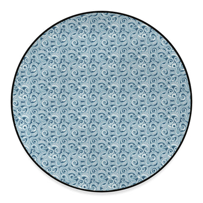 Blue Octopus Tentacles Pattern Print Round Floor Mat