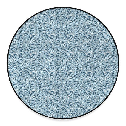Blue Octopus Tentacles Pattern Print Round Floor Mat