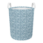 Blue Octopus Tentacles Pattern Print Round Laundry Basket