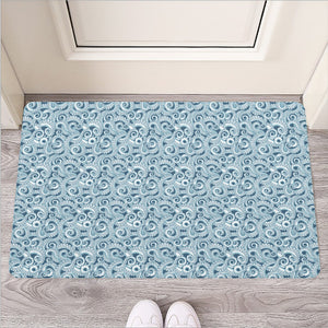 Blue Octopus Tentacles Pattern Print Rubber Doormat