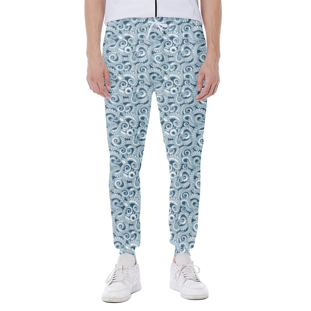Blue Octopus Tentacles Pattern Print Scuba Joggers