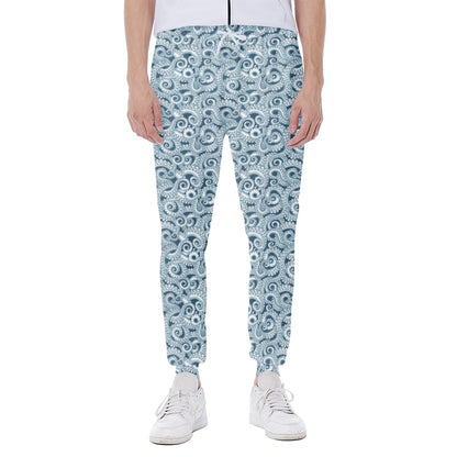 Blue Octopus Tentacles Pattern Print Scuba Joggers