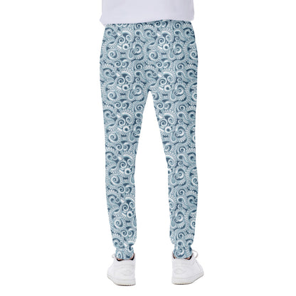 Blue Octopus Tentacles Pattern Print Scuba Joggers